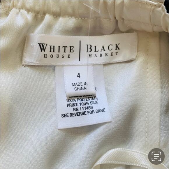 WHBM Halter Dress Black Cream Floral Sleeveless Silk Flowy Halter Dress Size 4 - Picture 2 of 15